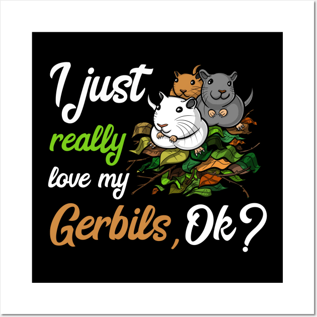 I Just Really Like Gerbils Cute Mouse Pet Wall Art by underheaven